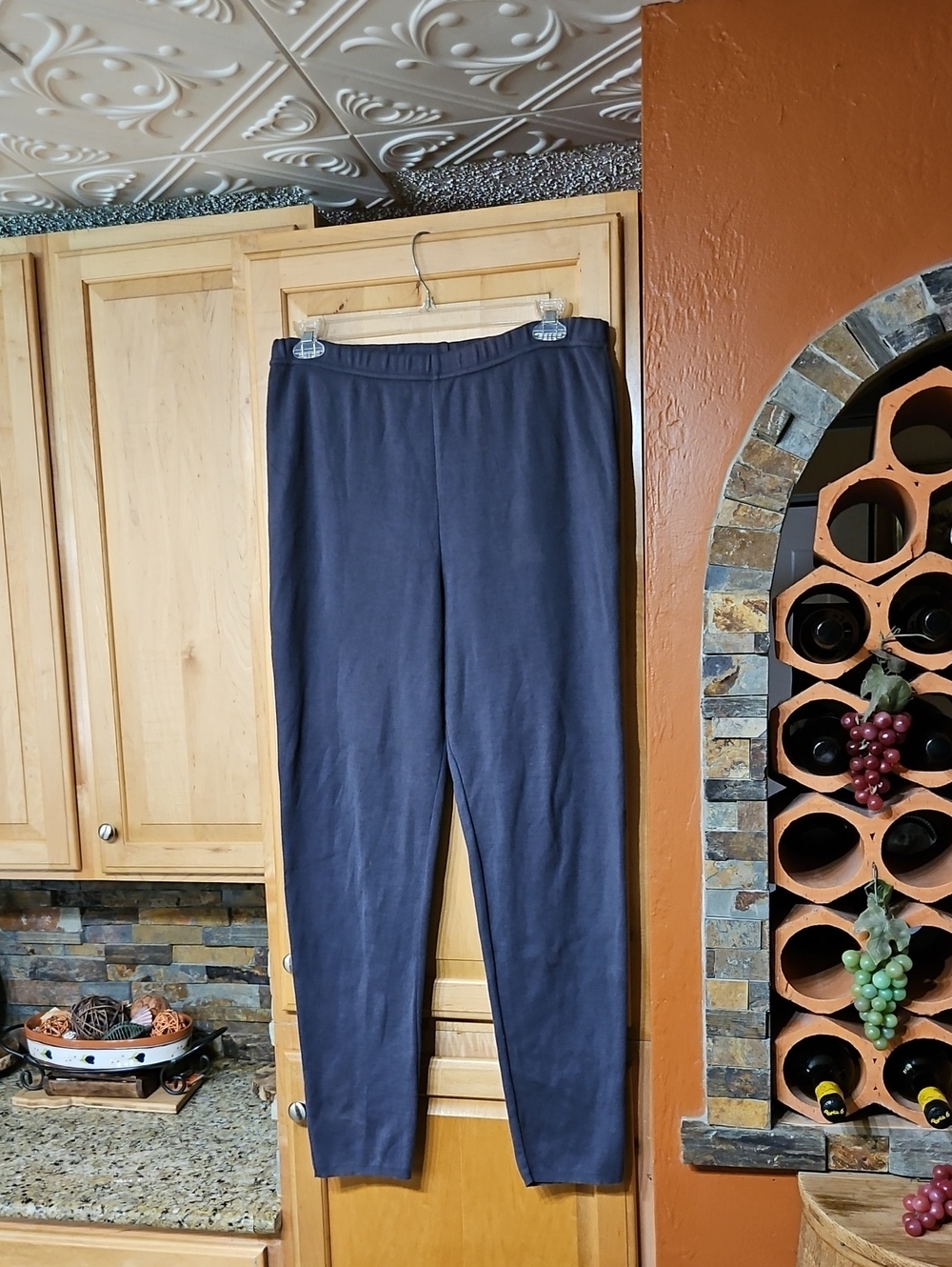Eileen Fisher Gray Cotton Jersey Pull On Straight Leg Pants